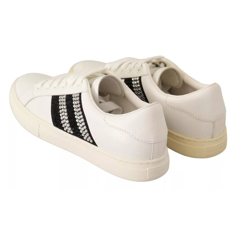 Marc Jacobs Marc Jacobs White Leather Crystal Embellished Sneakers Shoes Size US 6 / IT 36 - 2 Thumbnail