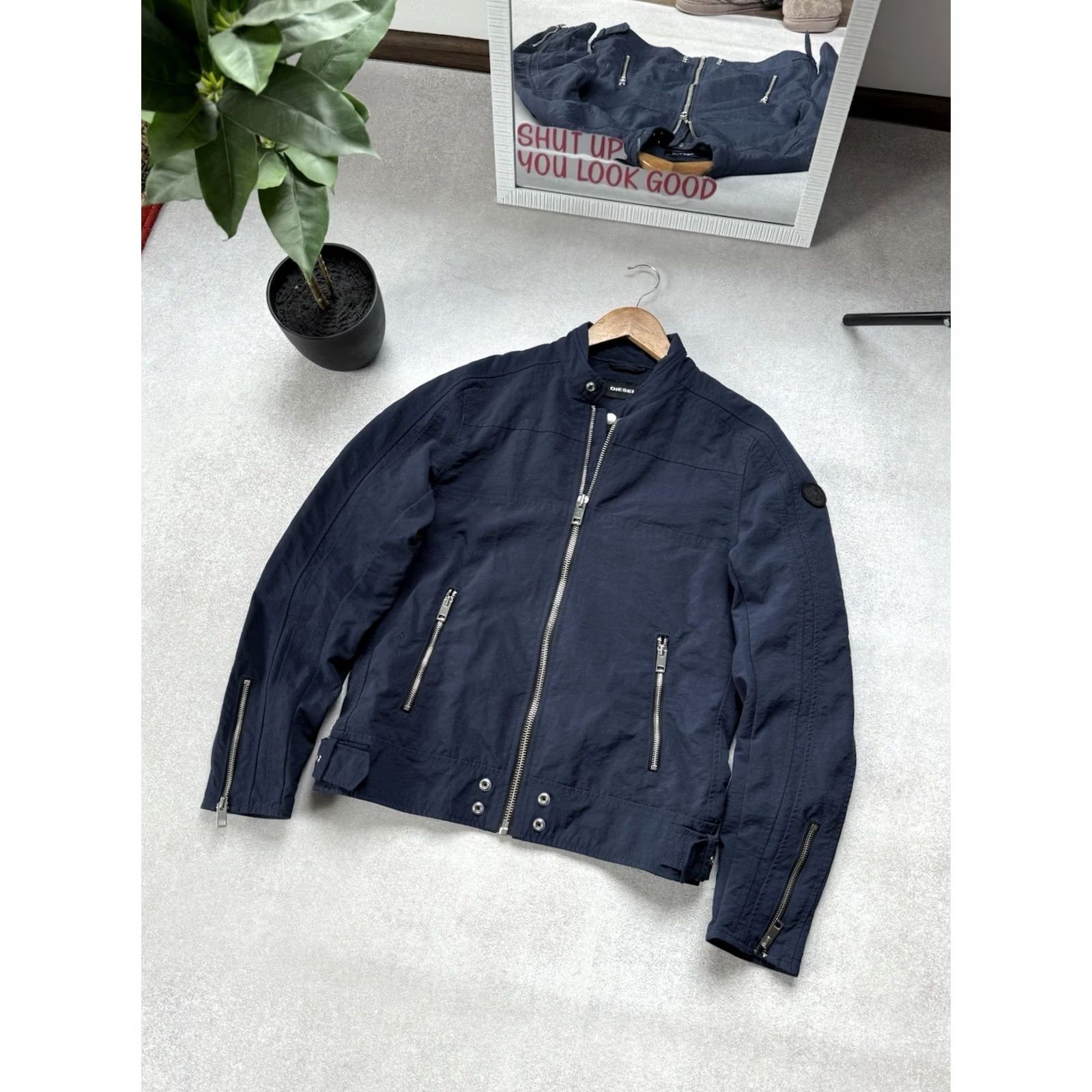 Diesel VINTAGE Diesel Moto Biker Jacket Y2K Blue Rare Men’s Nylon Zip Pocket Size M Size US M / EU 48-50 / 2 - 3 Thumbnail