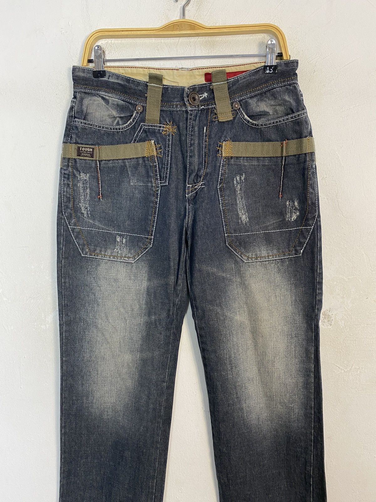 Other Y2k Tough Jeansmith Tactical Denim Green Straps Size 30 31 Size US 31 - 3 Thumbnail