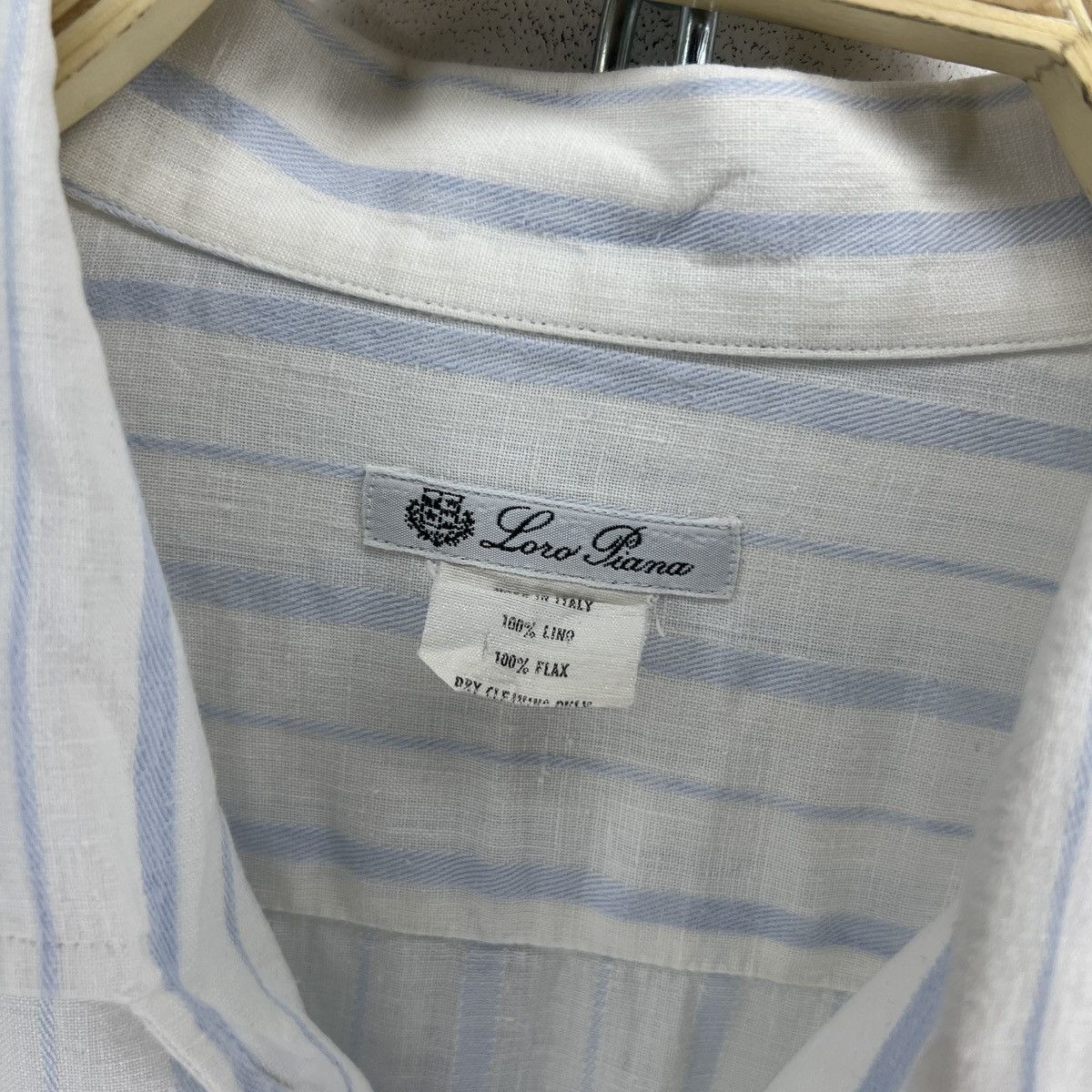 Loro Piana Loro Piana Light Blue White Old money Linen Shirt Button Up Size US L / EU 52-54 / 3 - 5 Thumbnail