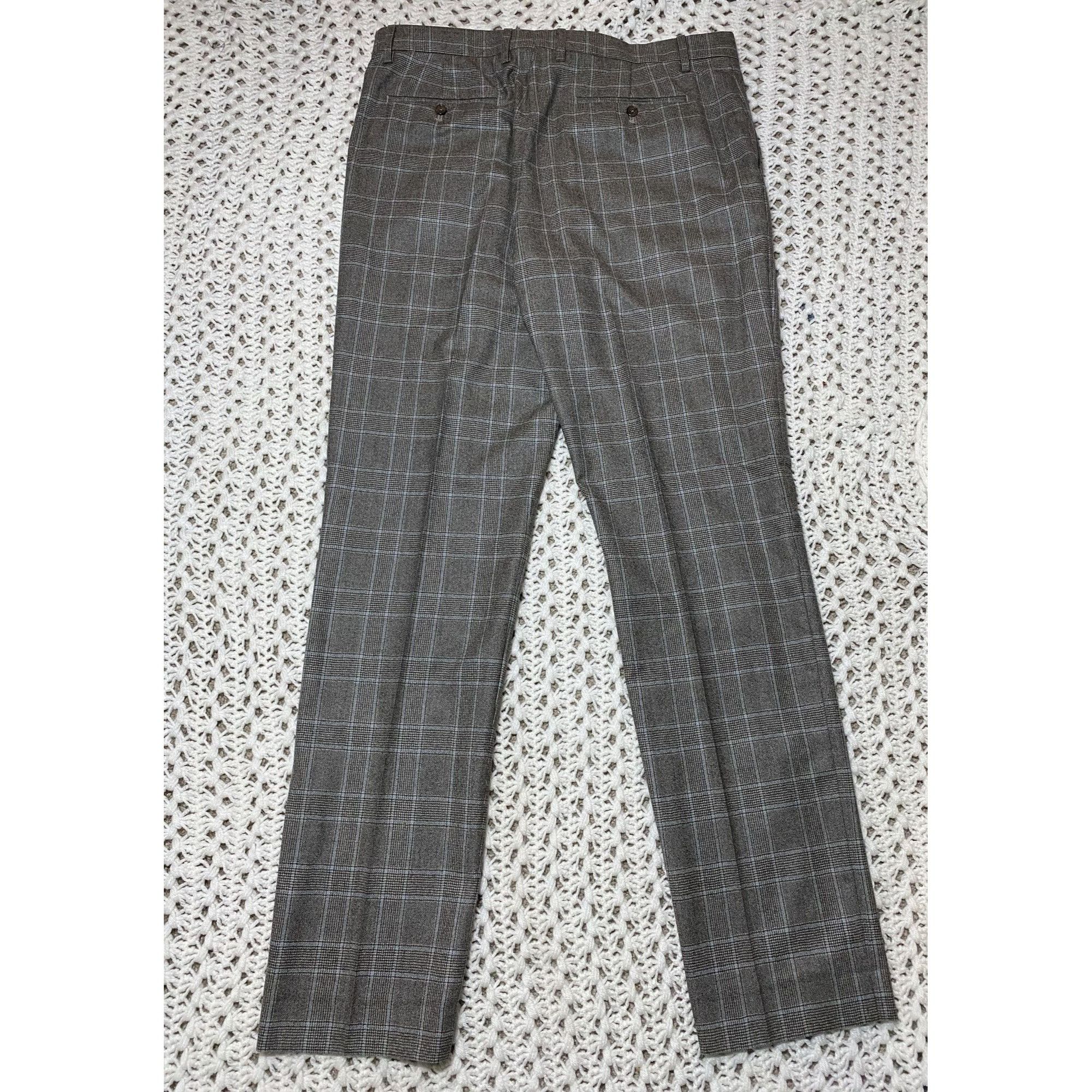 Banana Republic Men’s Tailored Dress Pants Slim Fit Windowpane Size W36 34L Size 36R - 2 Thumbnail