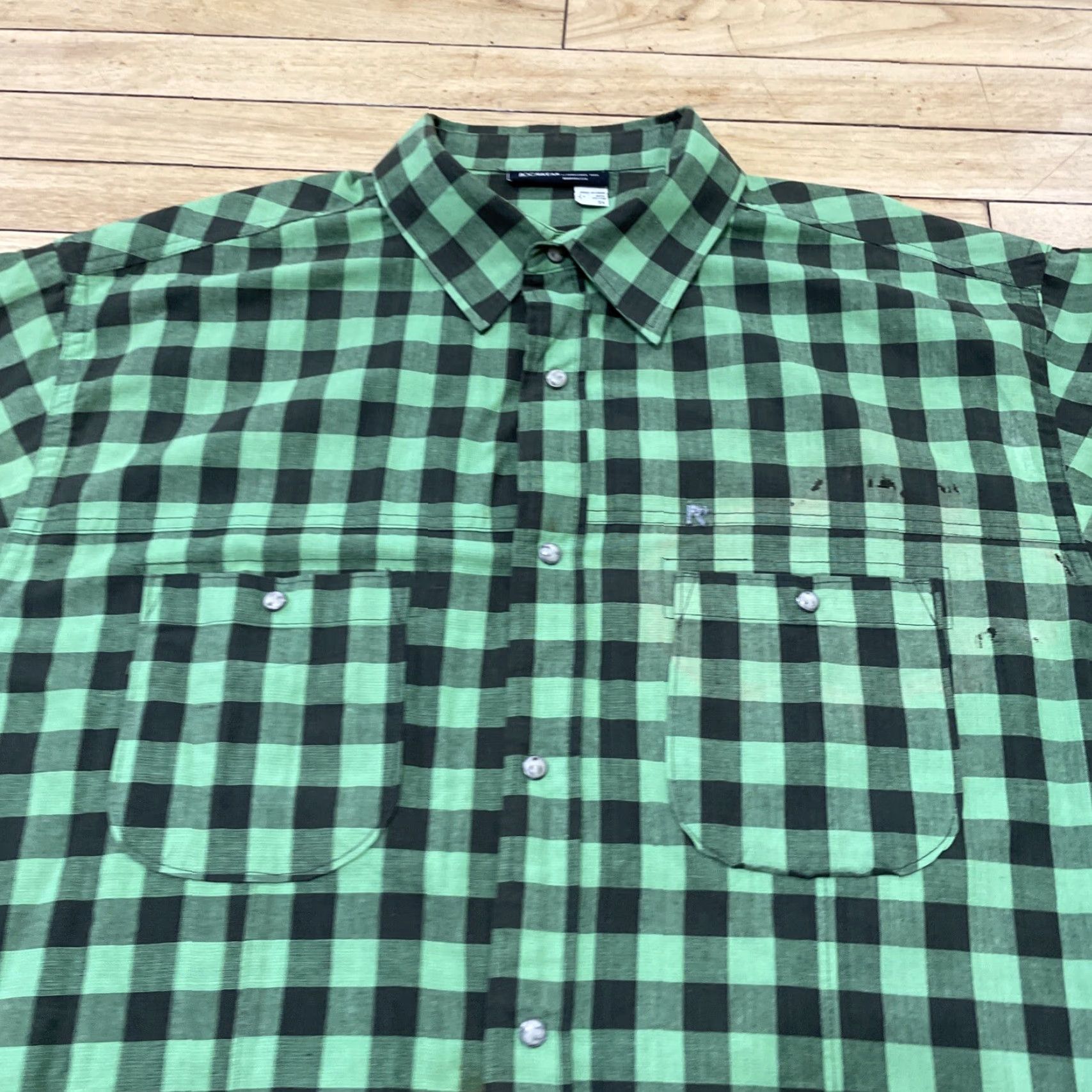 Rocawear VINTAGE Rocawear Shirt Men 3XL Plaid Distressed Green Black Snap Button-Up Short Sleeve Collared 90s Grunge Hip Hop Size US XXL / EU 58 / 5 - 7 Thumbnail