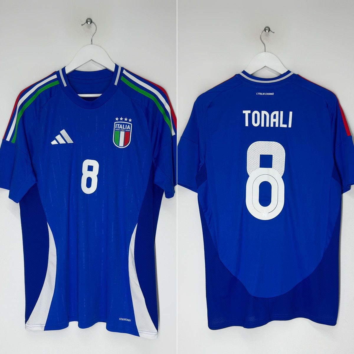 Adidas #8 Tonali Italy National Team 2024/25 Adidas Football Shirt Size US L / EU 52-54 / 3 - 1 Thumbnail