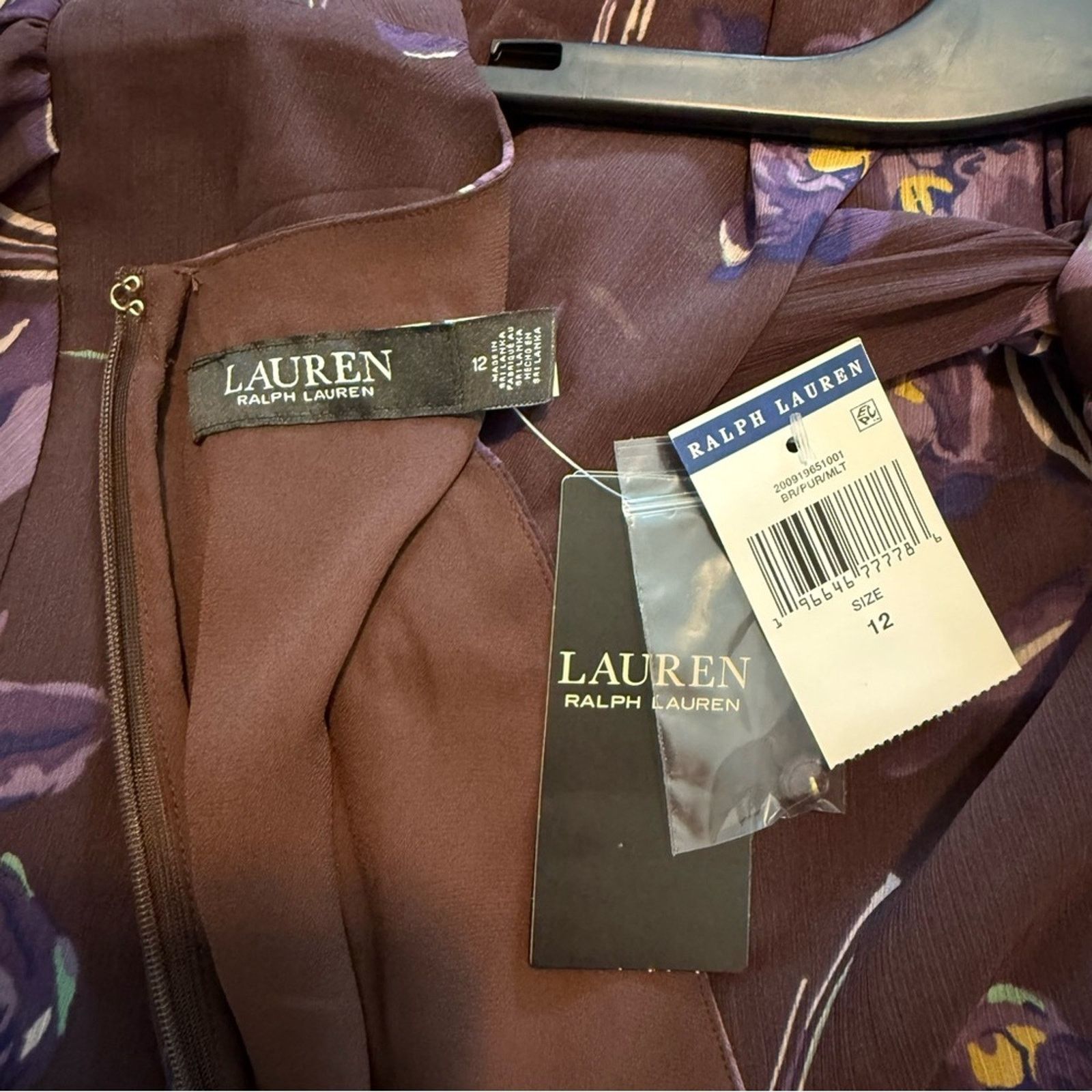 Lauren Ralph Lauren Elegant Brown and Purple Floral Ralph Lauren Dress Size XL / US 12-14 / IT 48-50 - 9 Thumbnail