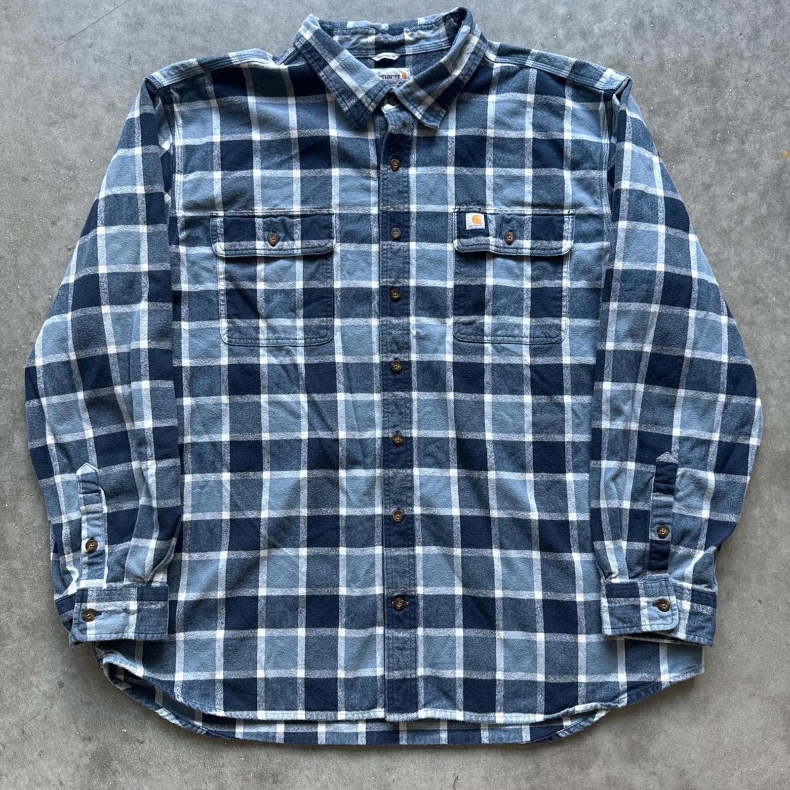 Carhartt Carhartt Blue & White Vintage Plaid Flannel Shirt Flannel Size US XXL / EU 58 / 5 - 1 Thumbnail