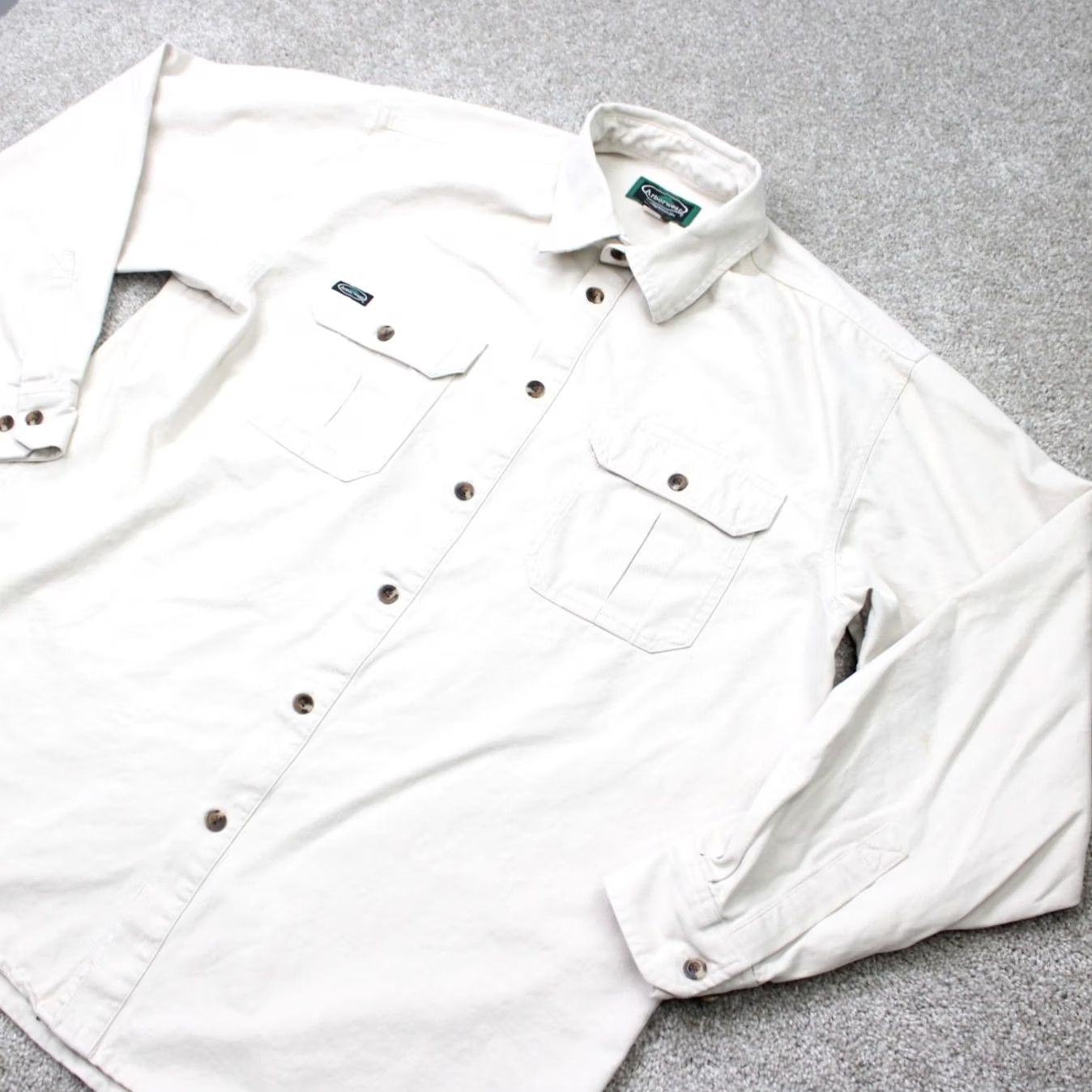 Vintage Arborwear Shirt Men Large Beige Cotton Double Pocket Long Sleeve Rugged Workwear Size US L / EU 52-54 / 3 - 2 Thumbnail