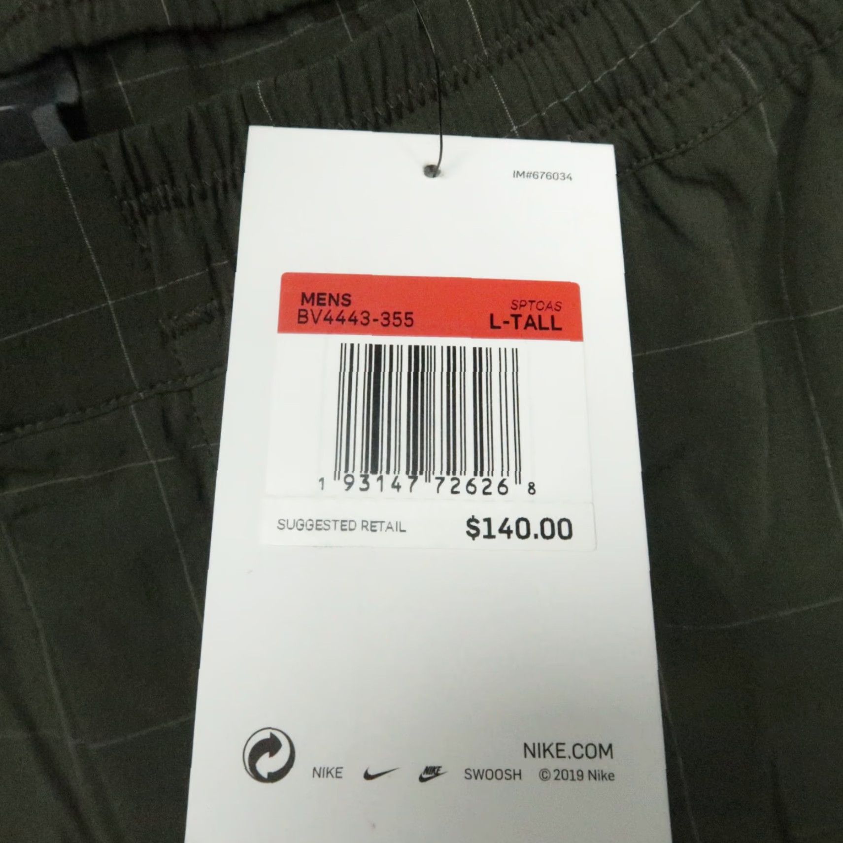 Nike Nike Pants Men Large Tall Green Tech Repel Pack Woven Cargo Zip Pocket NWT Size US 33 - 4 Thumbnail