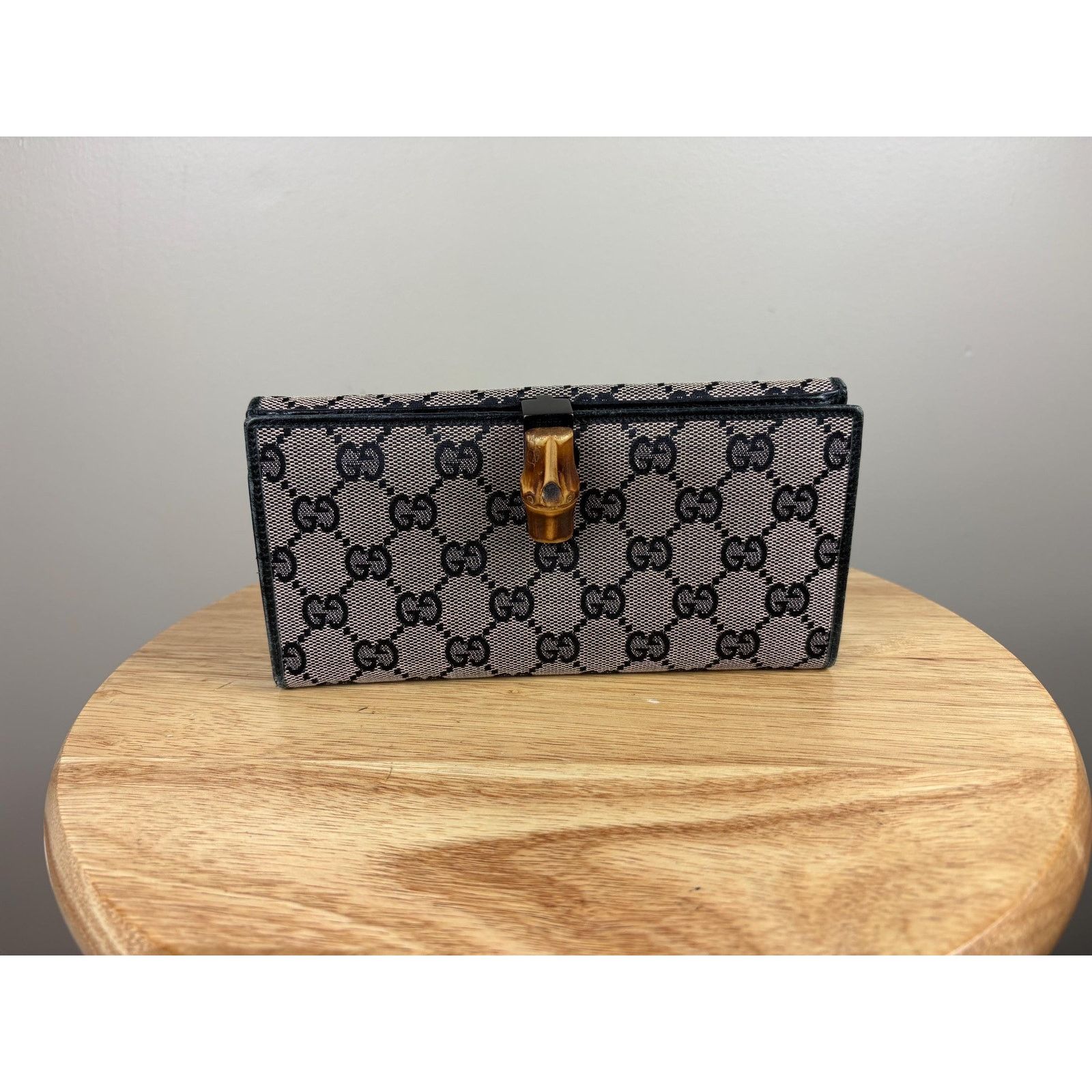 Gucci Authentic Gucci Long Bifold Wallet Black w/ Bamboo Hardware Size ONE SIZE - 1 Thumbnail