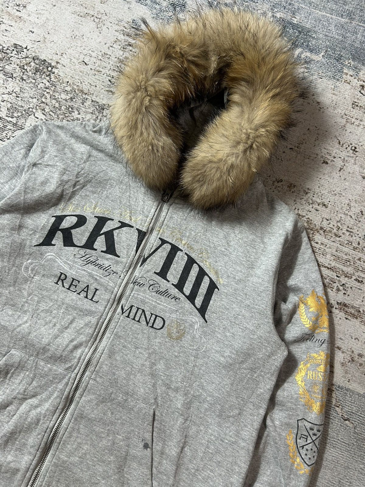 If Six Was Nine × Japanese Brand × Le Grande Bleu (L.G.B.) Japanese Poem Faux Fur Zip Hoodie Lgb Styled Size US L / EU 52-54 / 3 - 3 Thumbnail