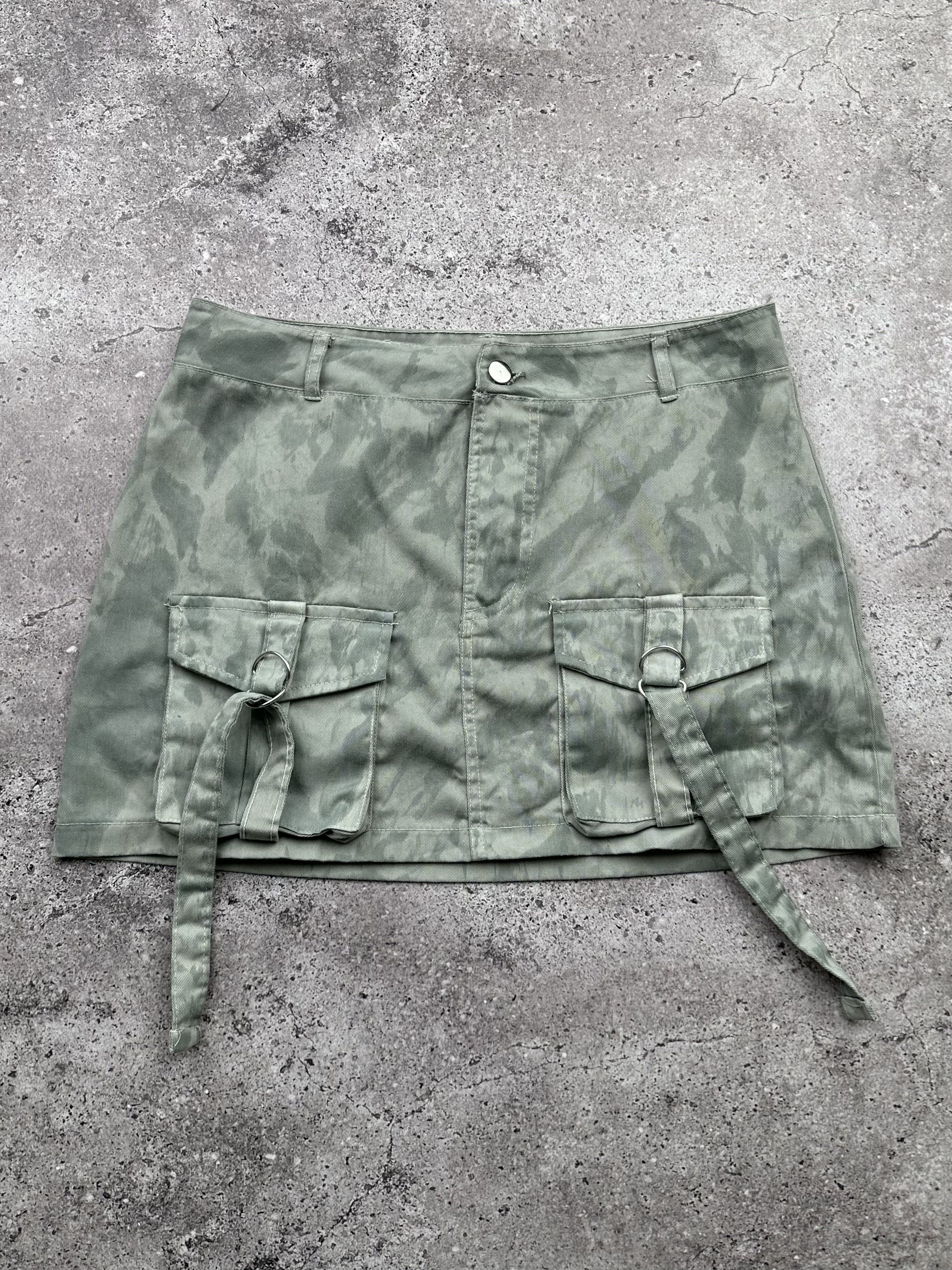 image of Avant Garde Vintage Cargo Bondage Mini Skirt in Grey, Women's (Size 28)