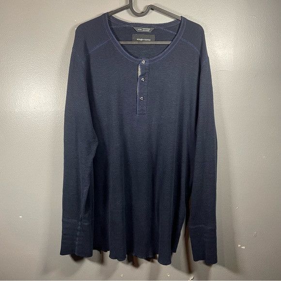 Wings + Horns Wings + Horns Classic Navy Blue Long Sleeve Henley Size US XL / EU 56 / 4 - 1 Thumbnail