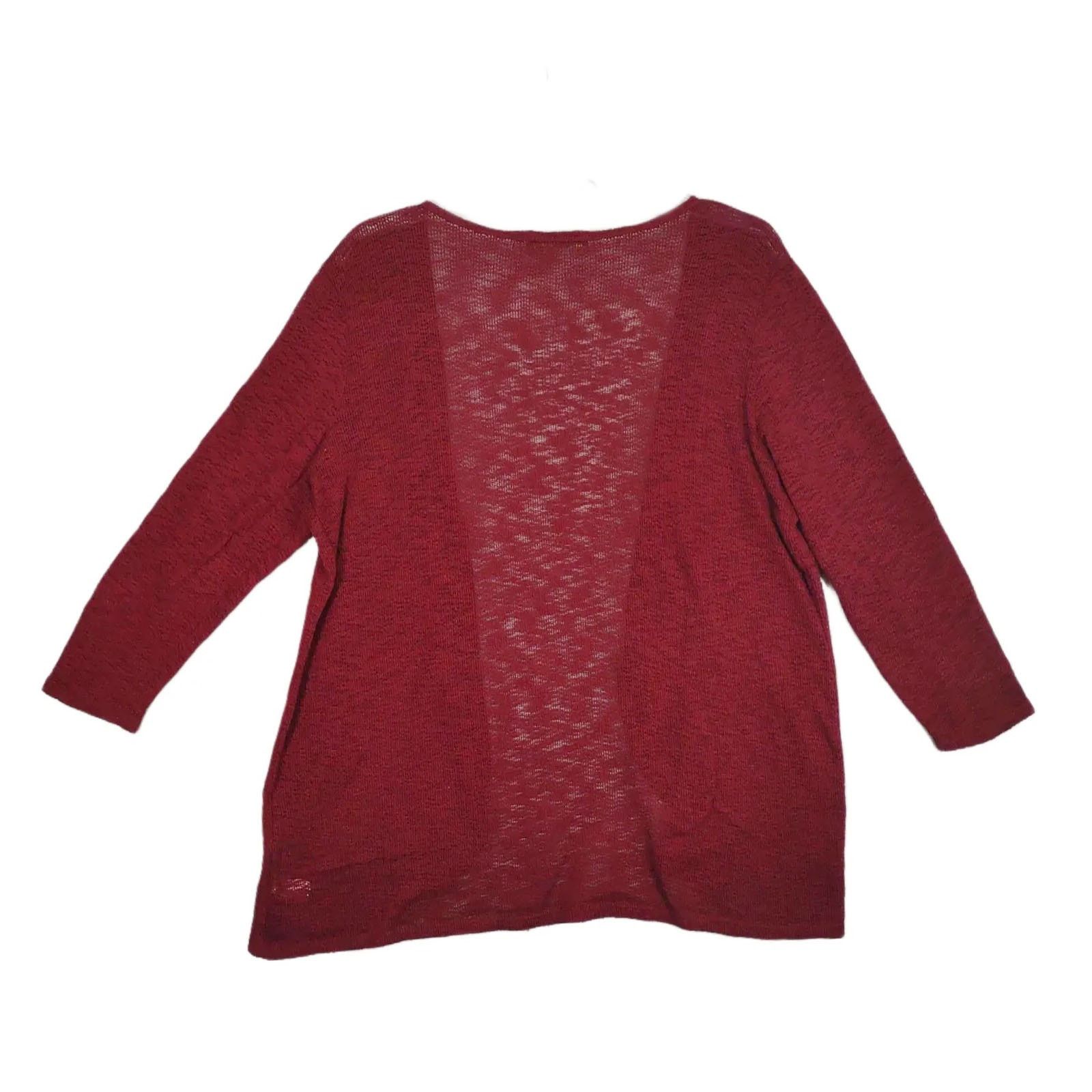 Other Raggs II Riches Women's 2X Burgundy Cardigan Burnout Sweater Size XXL / US 16-18 / IT 52-54 - 3 Thumbnail