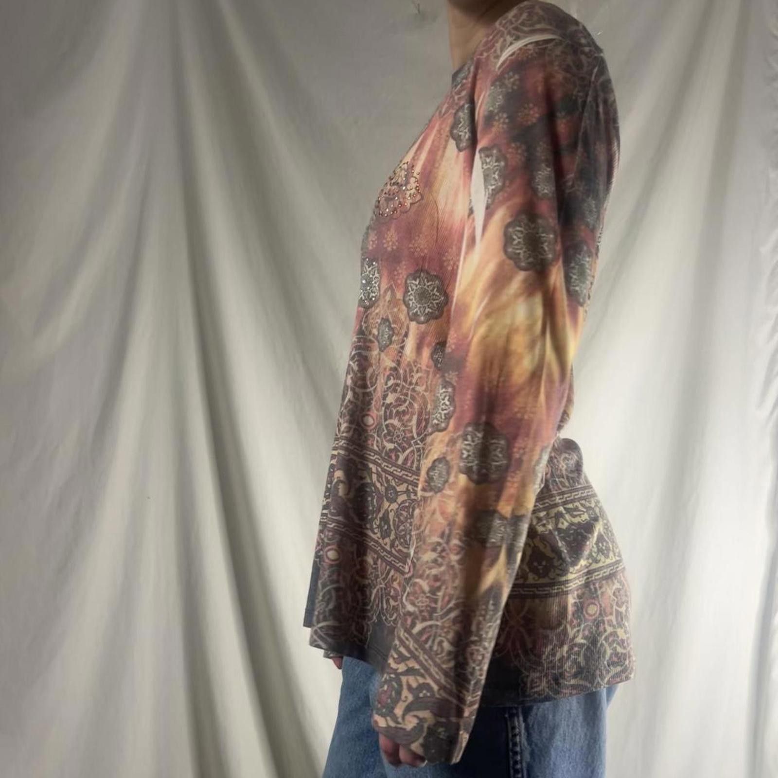 Other Vintage Y2K Kiara Rhinestone Long Sleeve Top Size XXL / US 16-18 / IT 52-54 - 4 Thumbnail
