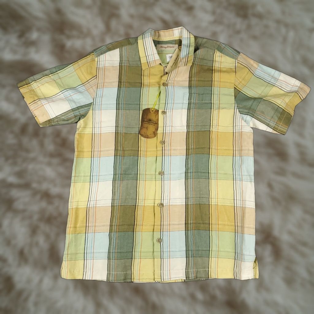 Tommy Bahama Tommy Bahama Shirt Mens Small Yellow Plaid Linen Silk Hawaiian Button Up Size US S / EU 44-46 / 1 - 1 Thumbnail