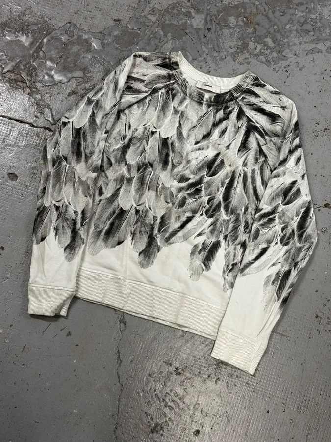 Diesel 2000s Diesel White & Grey Feather Print Sweater Size XS / US 0-2 / IT 36-38 - 5 Thumbnail