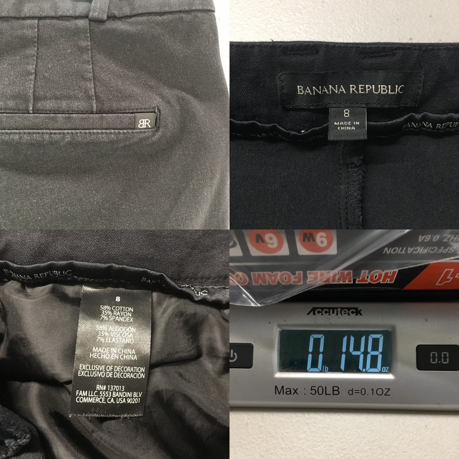 Banana Republic Banana Republic Pants Womens 8 Black Mid Rise Zip Fly Straight Chino Size 30" / US 8 / IT 44 - 9 Thumbnail