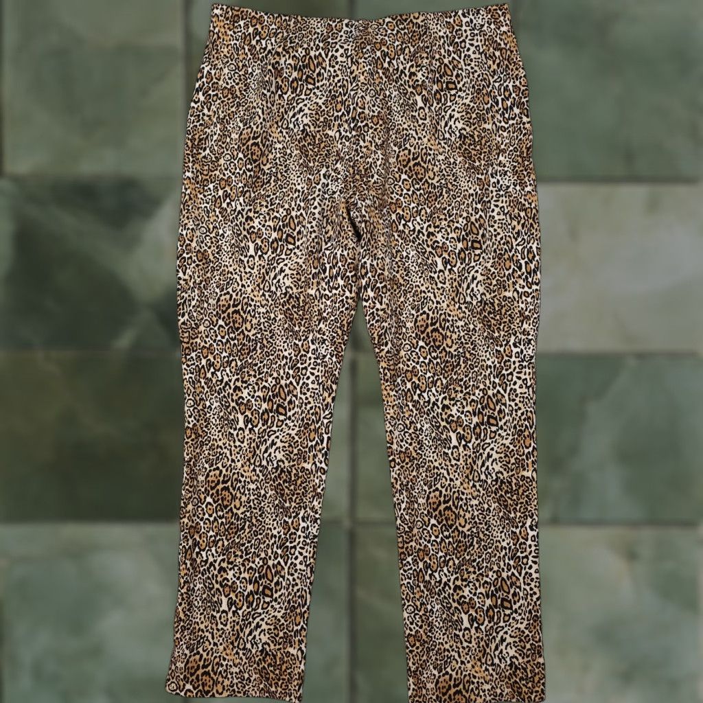 Vintage Chicos Pants Womens 1 US 8 Brown Cheetah Print So Slimming Juliet Ankle Pull On Size 30" / US 8 / IT 44 - 1 Thumbnail