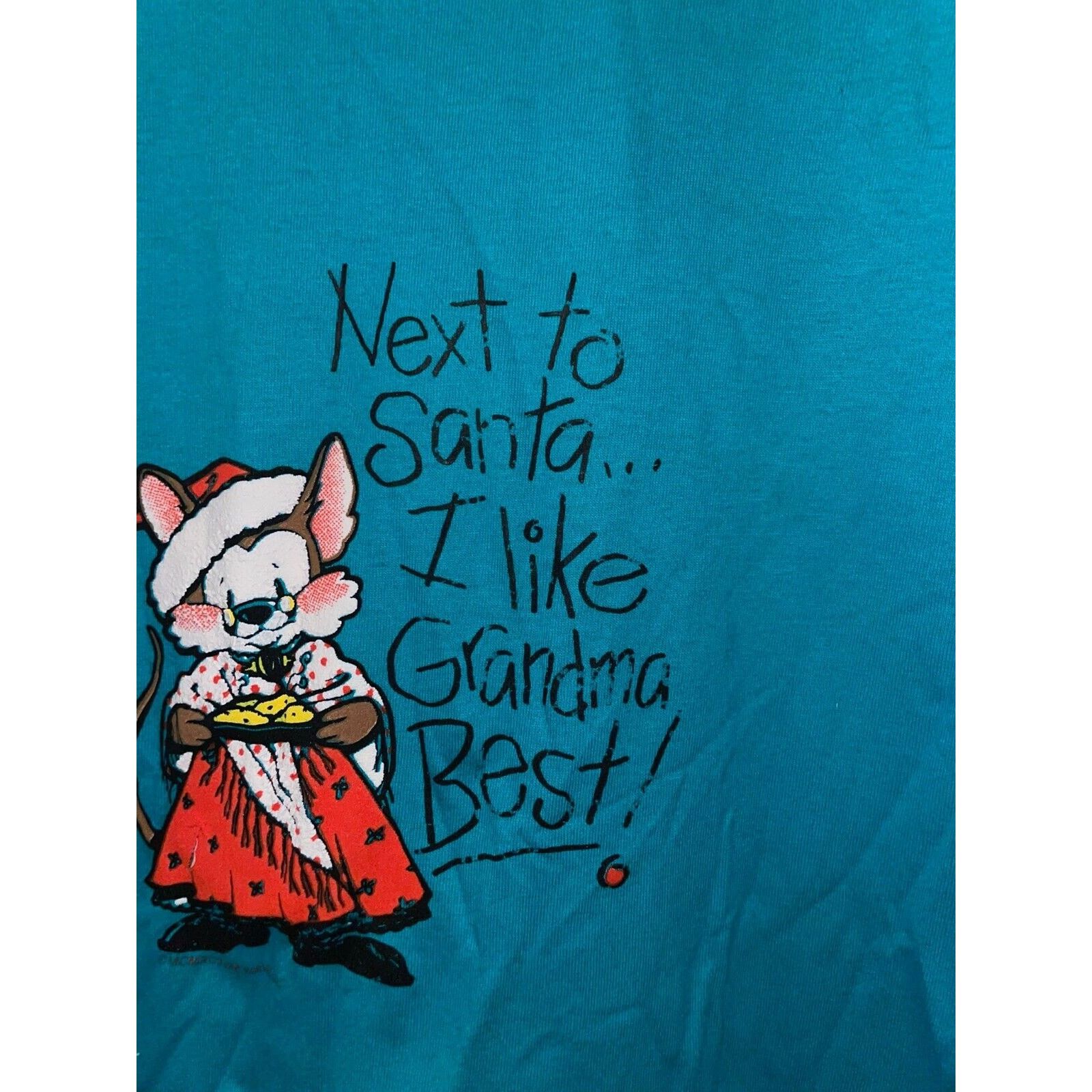 Jerzees Vintage Mouse Christmas Shirt I Like Grandma Tee VTG 90s L Size US L / EU 52-54 / 3 - 6 Thumbnail