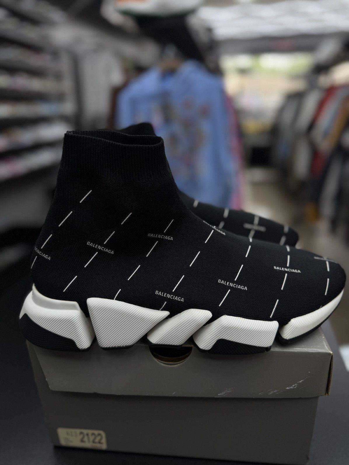 Balenciaga Balenciaga Sock Runner High Top Black White 44EU/11US $995 Size US 11 / EU 44 - 19 Thumbnail