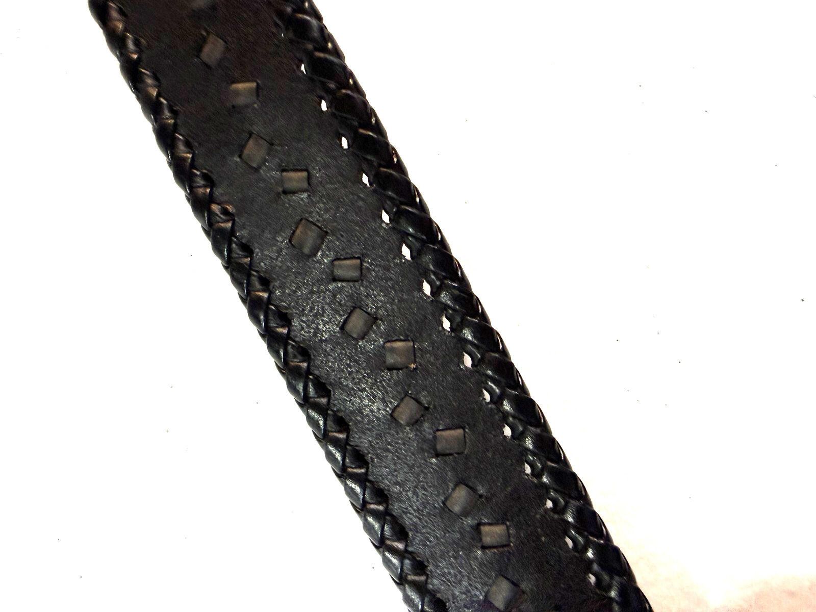 Michael Kors Vintage Michael Kors Black Leather Belt Mens XL Braided Edge Size ONE SIZE - 4 Thumbnail