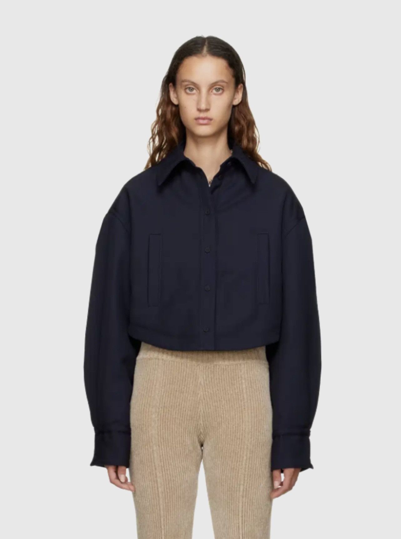 Jacquemus La Chemise Arnesi Cropped Wool Shirt Size XS / US 0-2 / IT 36-38 - 7 Thumbnail