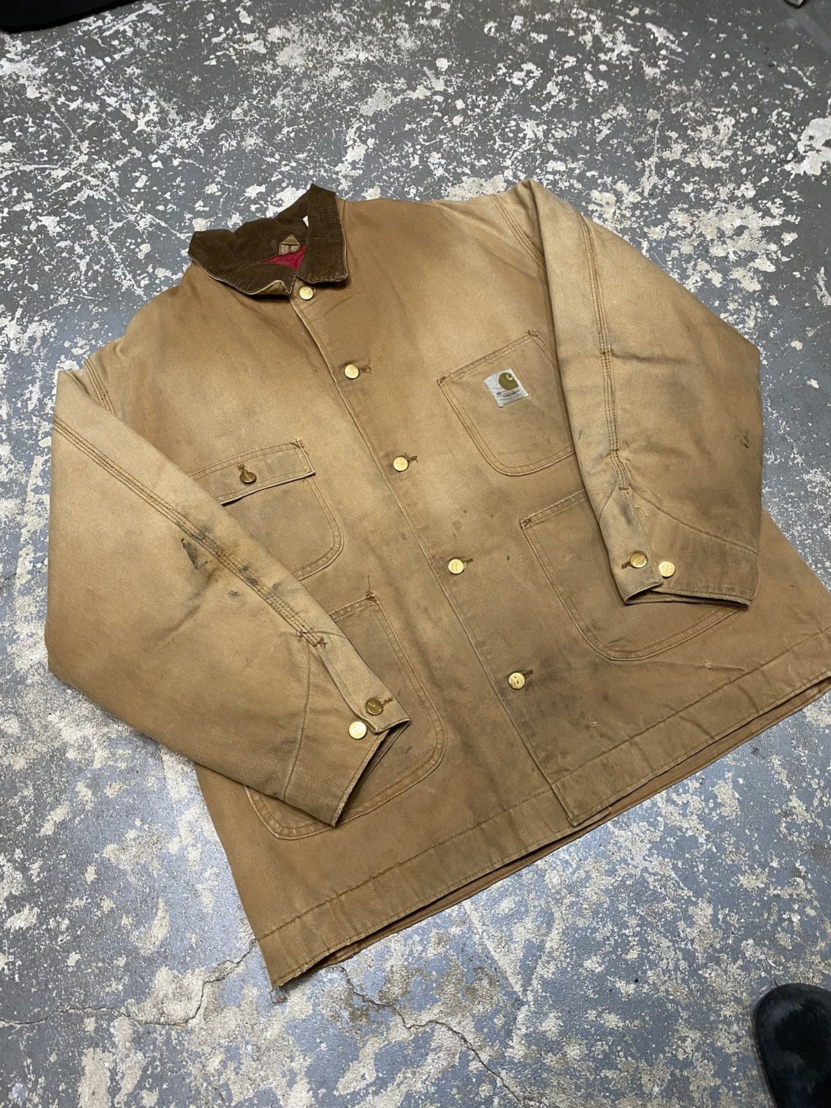 Carhartt × Vintage Vintage Carhartt Tan Insulated Chore Coat Jacket Faded 70s Size US L / EU 52-54 / 3 - 9 Thumbnail