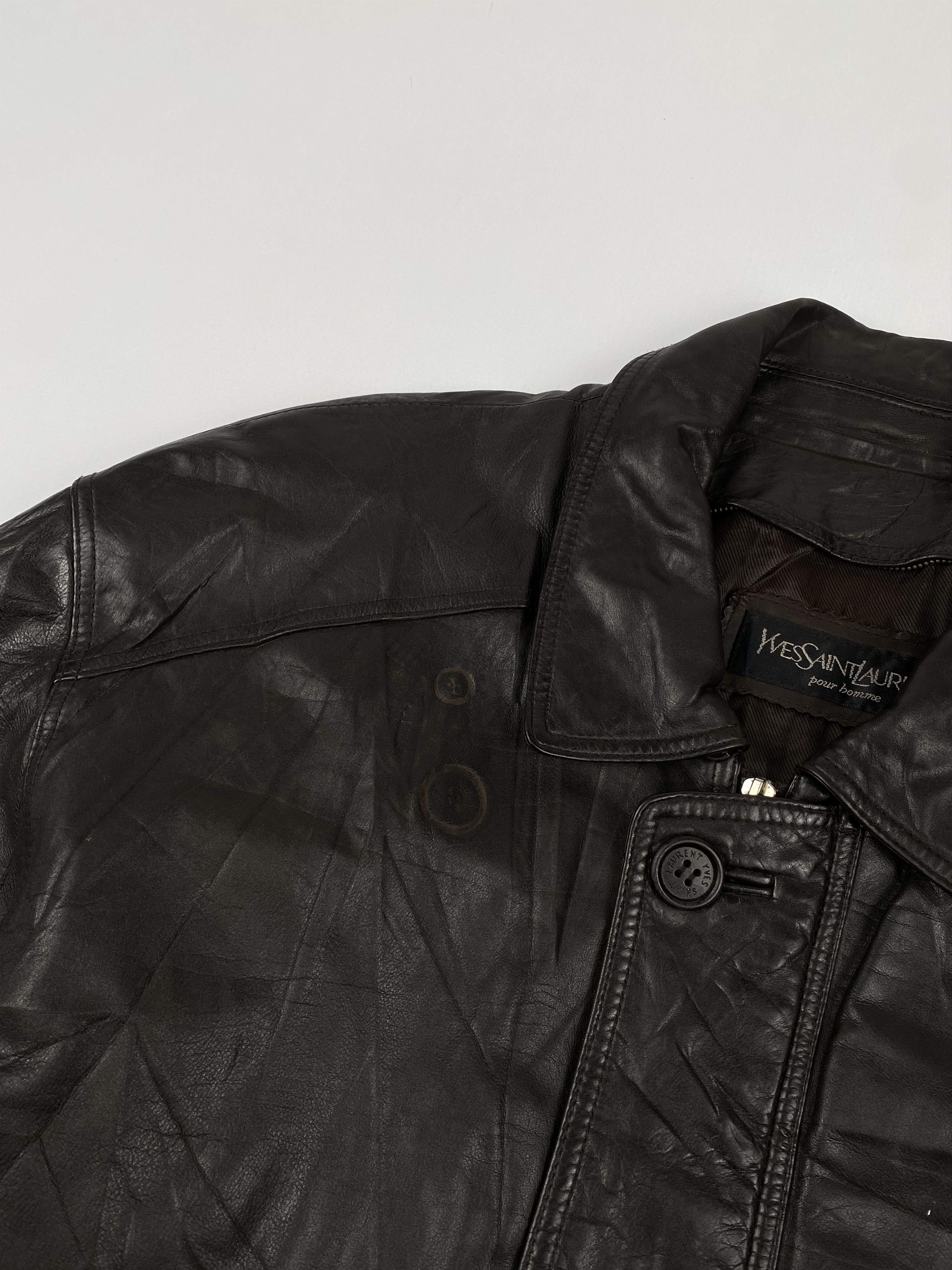 Yves Saint Laurent Leather Car Coat Jacket Size US L / EU 52-54 / 3 - 10 Thumbnail