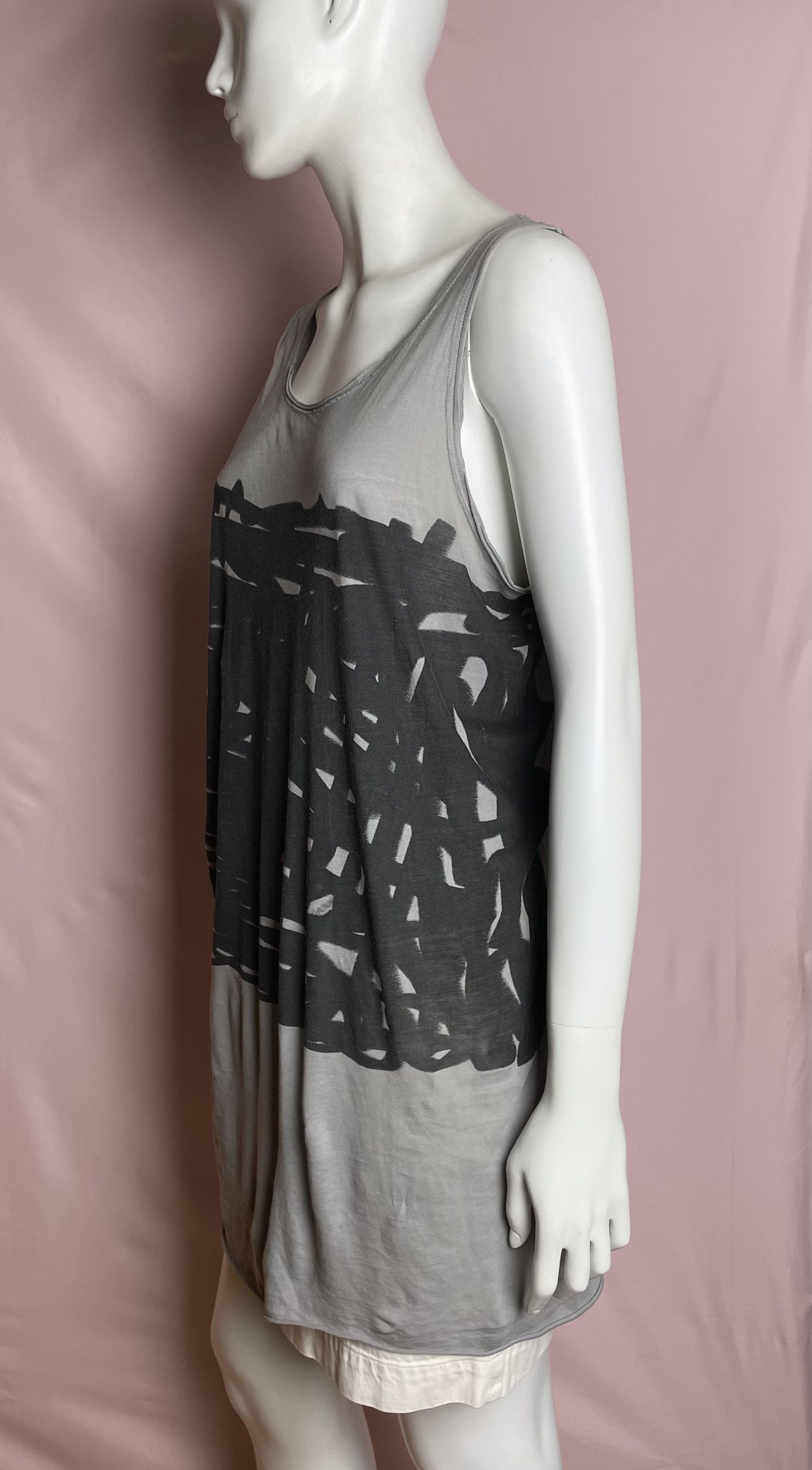 Rundholz Rundholz Black Label Grey Scribble Print Cotton Top Vest Size L / US 10 / IT 46 - 4 Thumbnail