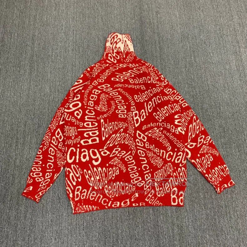 Balenciaga Balenciaga White and Red Barrage Full-Printed Logo Knit Sw Size US S / EU 44-46 / 1 - 7 Thumbnail