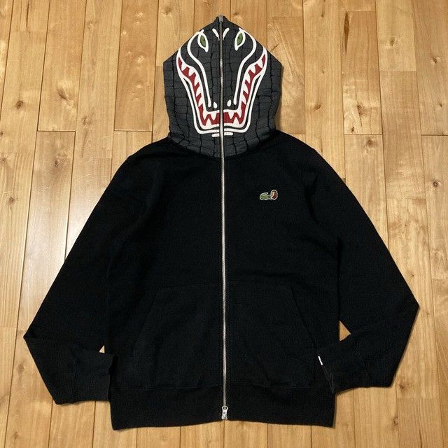 s*a様 A BATHING APE x LACOSTE シャークパーカー BAPE × LACOSTE L!VE CROCODILE FULL ZIP HOODIE APE shark ⁡ Size: S