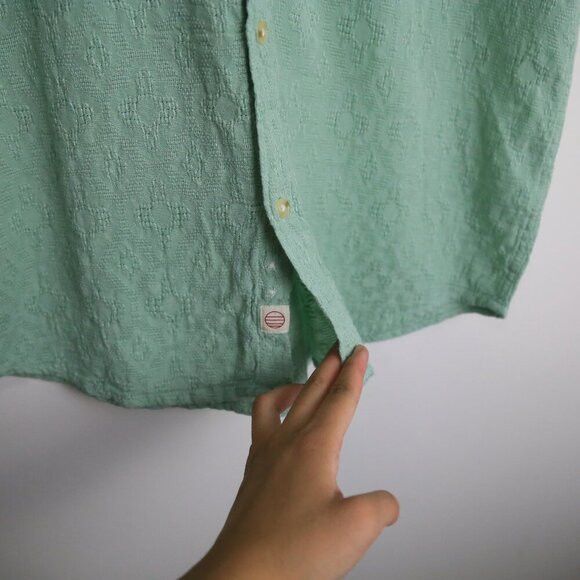Marine Layer Marine Layer Theo Short Sleeve Textured Light Green Shirt Size US M / EU 48-50 / 2 - 6 Thumbnail