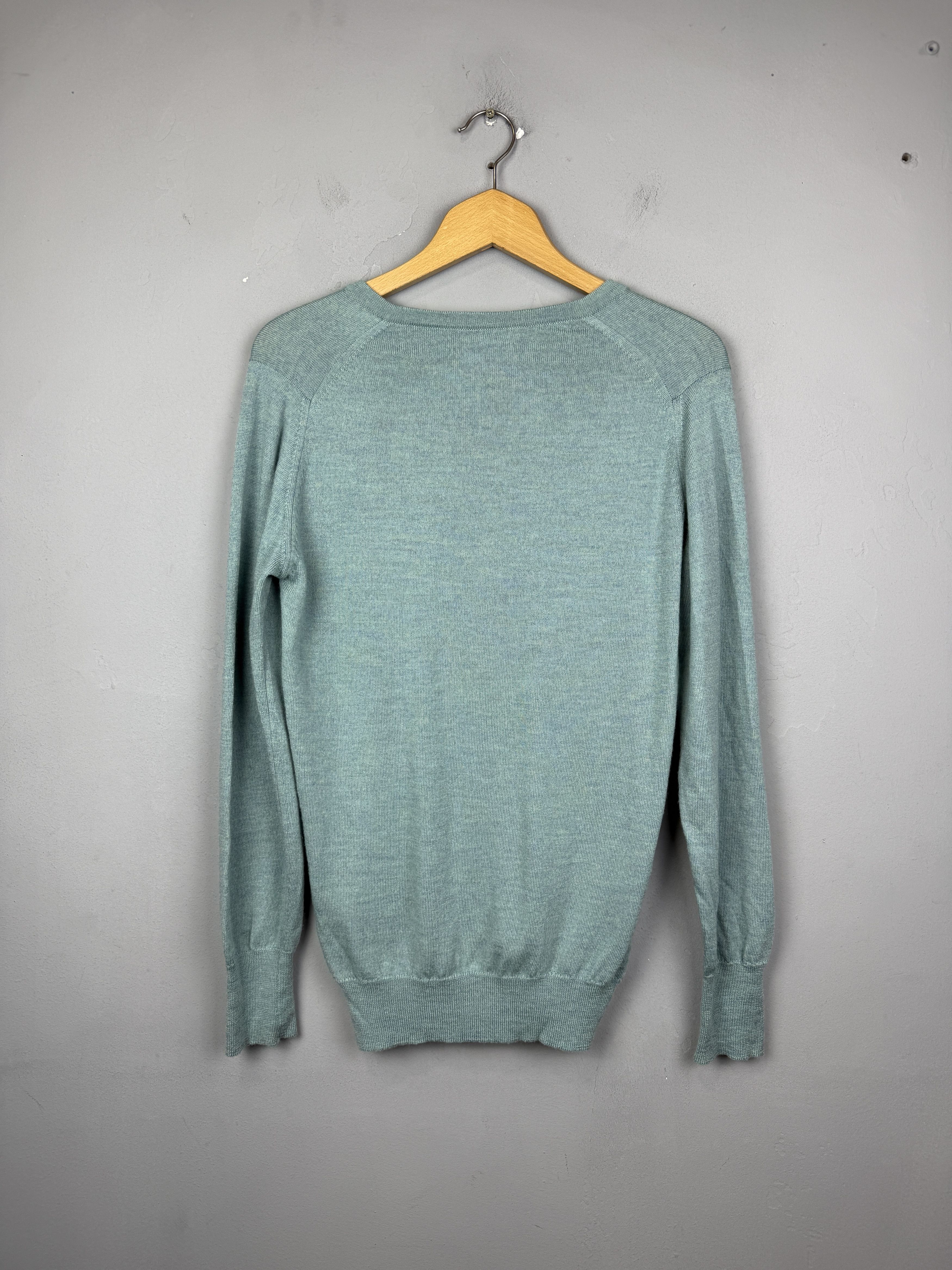 Margaret Howell Margaret Howell Wool Jumper Knit V Neck Sweater Green Size US S / EU 44-46 / 1 - 3 Thumbnail