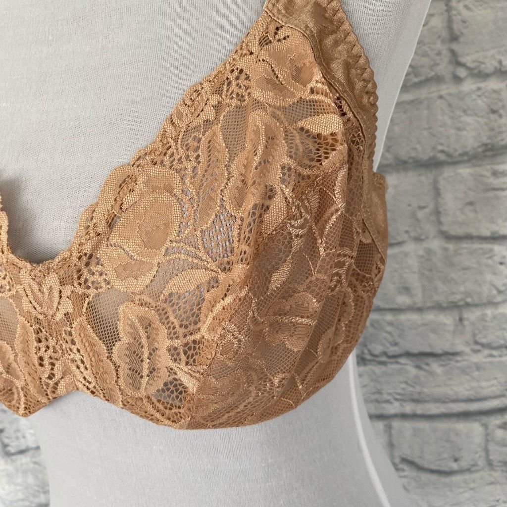 Other Olga women 38D underwire push up lace bra w/3 hook back closure tan Size ONE SIZE - 2 Thumbnail
