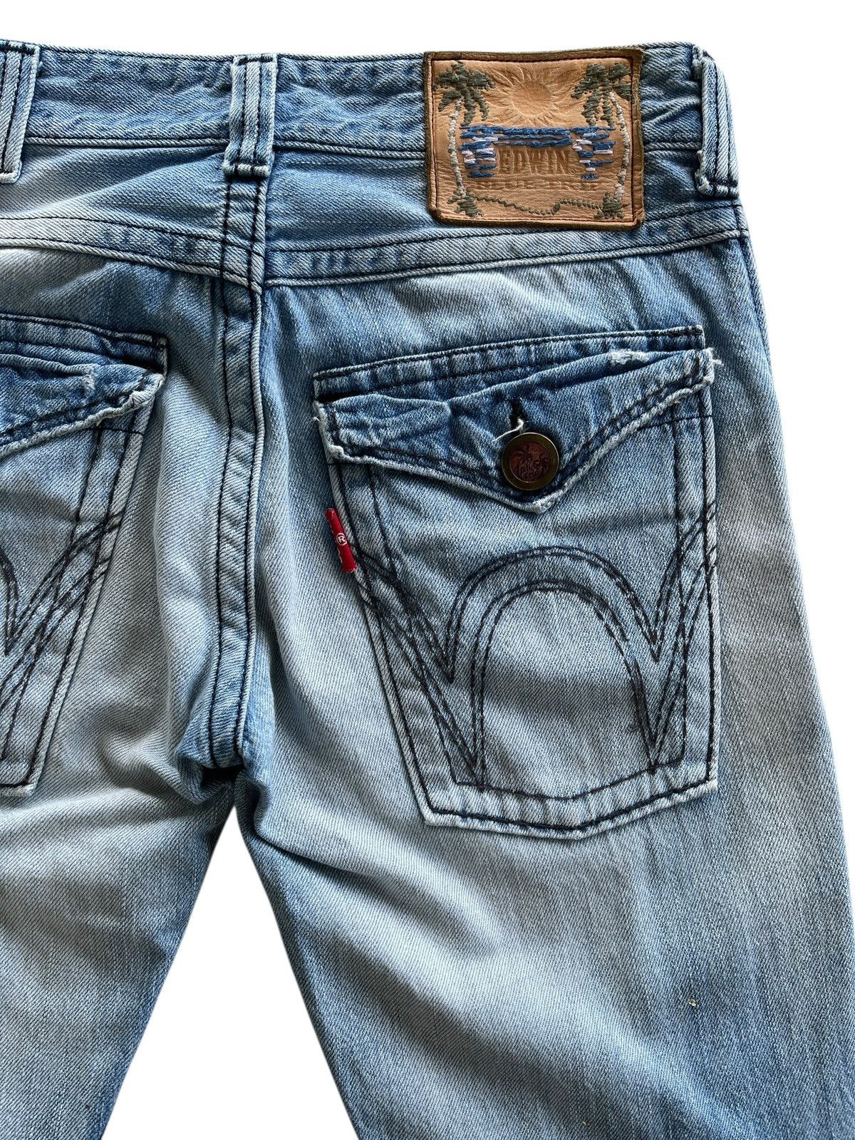 Vintage Vintage Edwin Blue Trip Distressed Flare Denim Size US 32 / EU 48 - 10 Thumbnail
