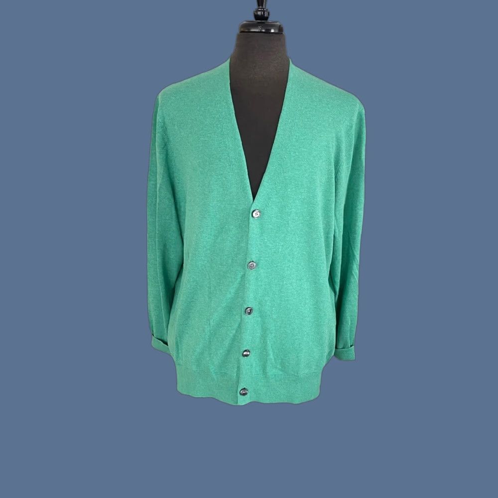 Brooks Brothers Brooks Brothers Cardigan 100% Combed Cotton Green 5-Button Sweater Size XL Size US XL / EU 56 / 4 - 1 Thumbnail
