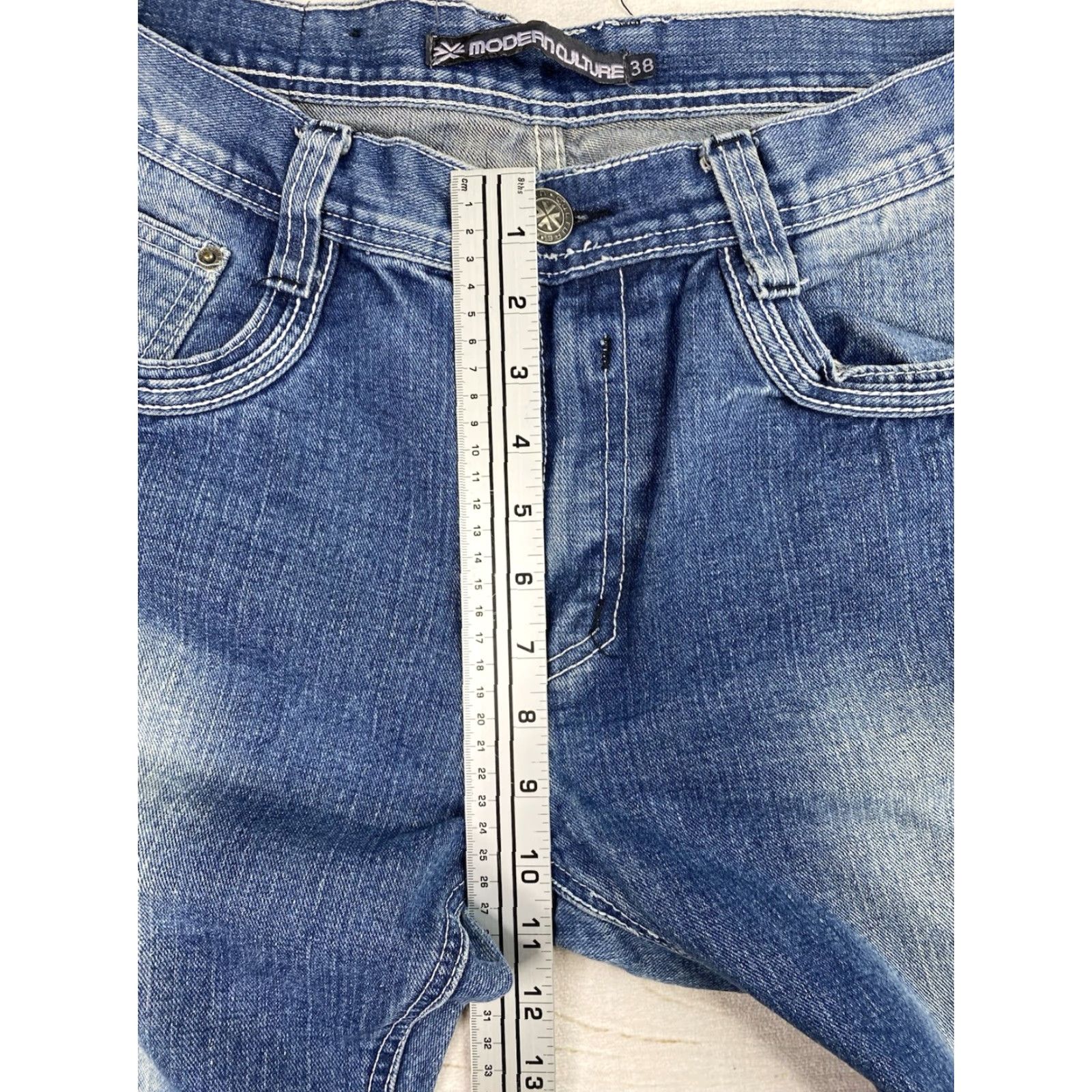 Vintage Modern Culture Jeans 5-Pocket Denim Distressed Pockets Size 38/32 Men's Blue Stone Wash Made in China / Regular Fit Size US 38 / EU 54 - 7 Thumbnail