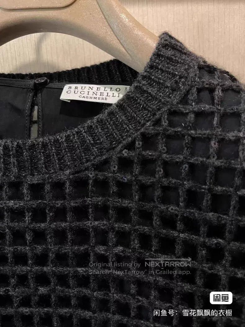 Brunello Cucinelli Brunello Cucinelli Sequined openwork cashmere dress Size XL / US 12-14 / IT 48-50 - 3 Thumbnail