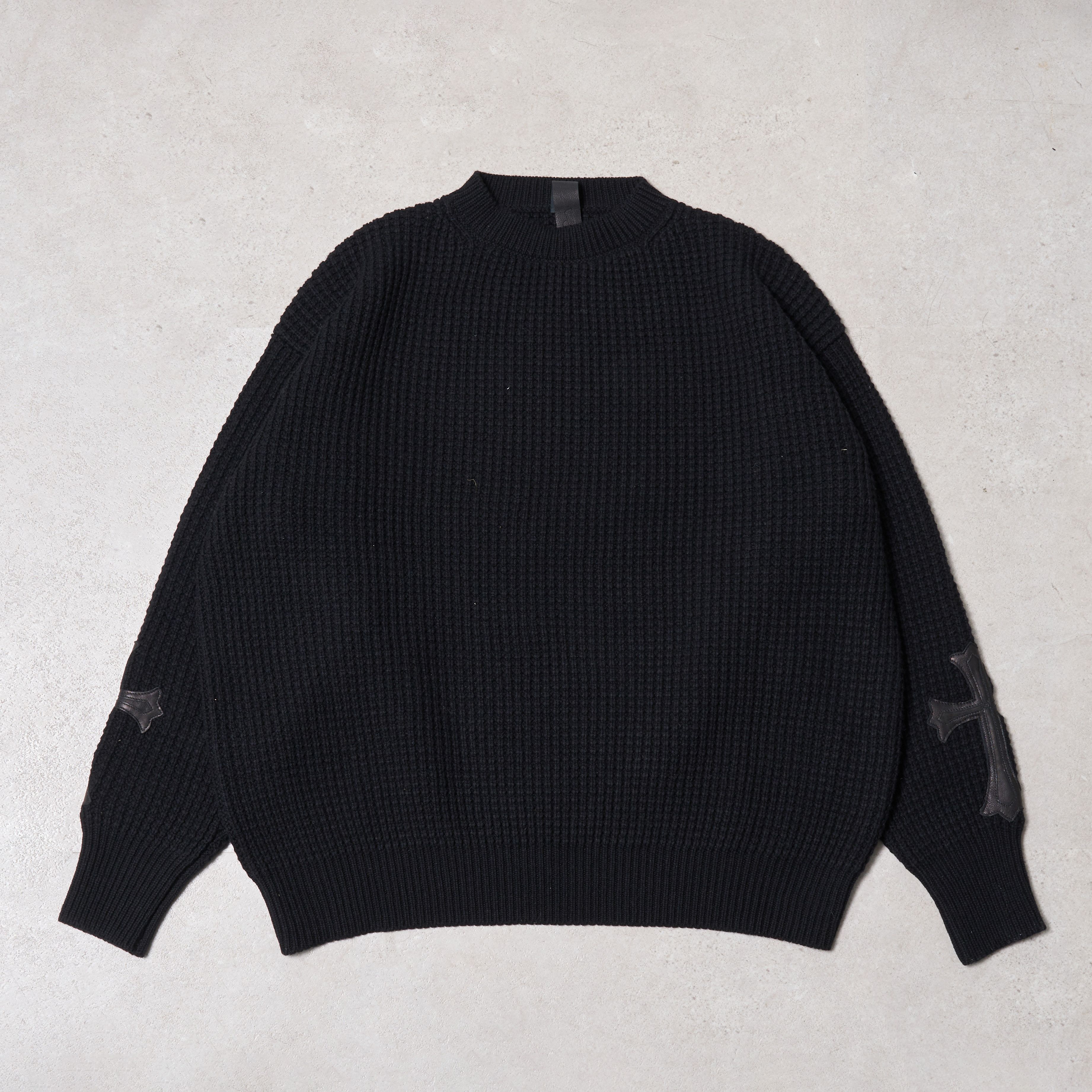 Chrome Hearts CHROME HEARTS Waffle Cross Patch Cashmere Sweater BLACK Size US M / EU 48-50 / 2 - 2 Thumbnail