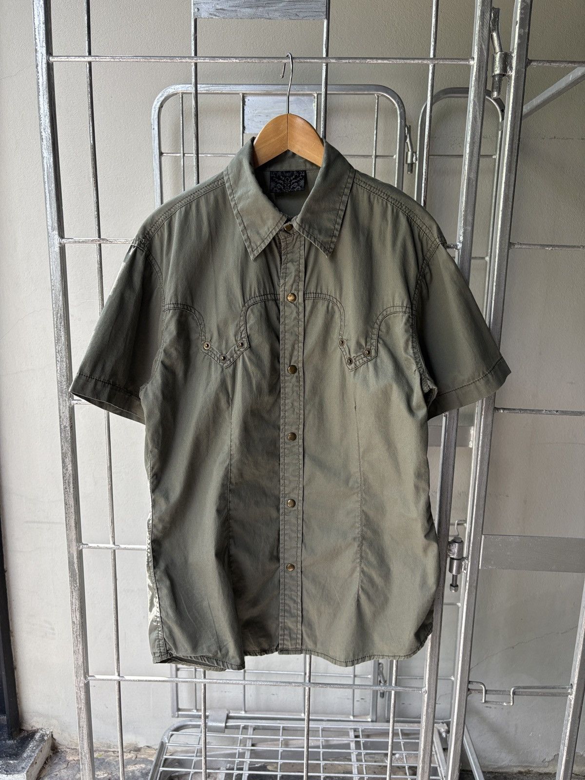 Japanese Brand Punk Y2K western olive green shirt Size US M / EU 48-50 / 2 - 1 Thumbnail