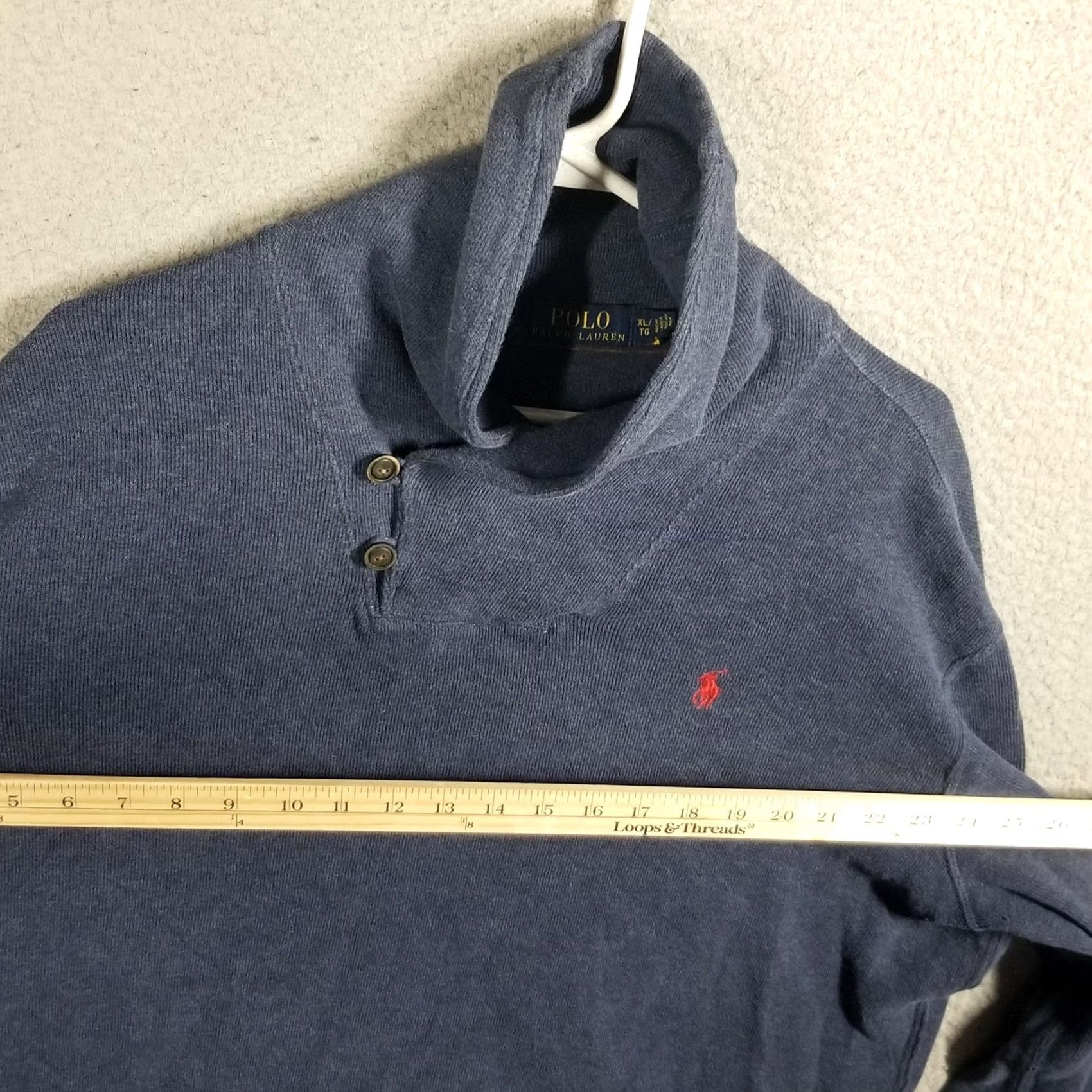 Polo Ralph Lauren Polo Ralph Lauren Sweater Mens XL Blue Button Shawl Knit Pullover Logo Size US XL / EU 56 / 4 - 7 Thumbnail