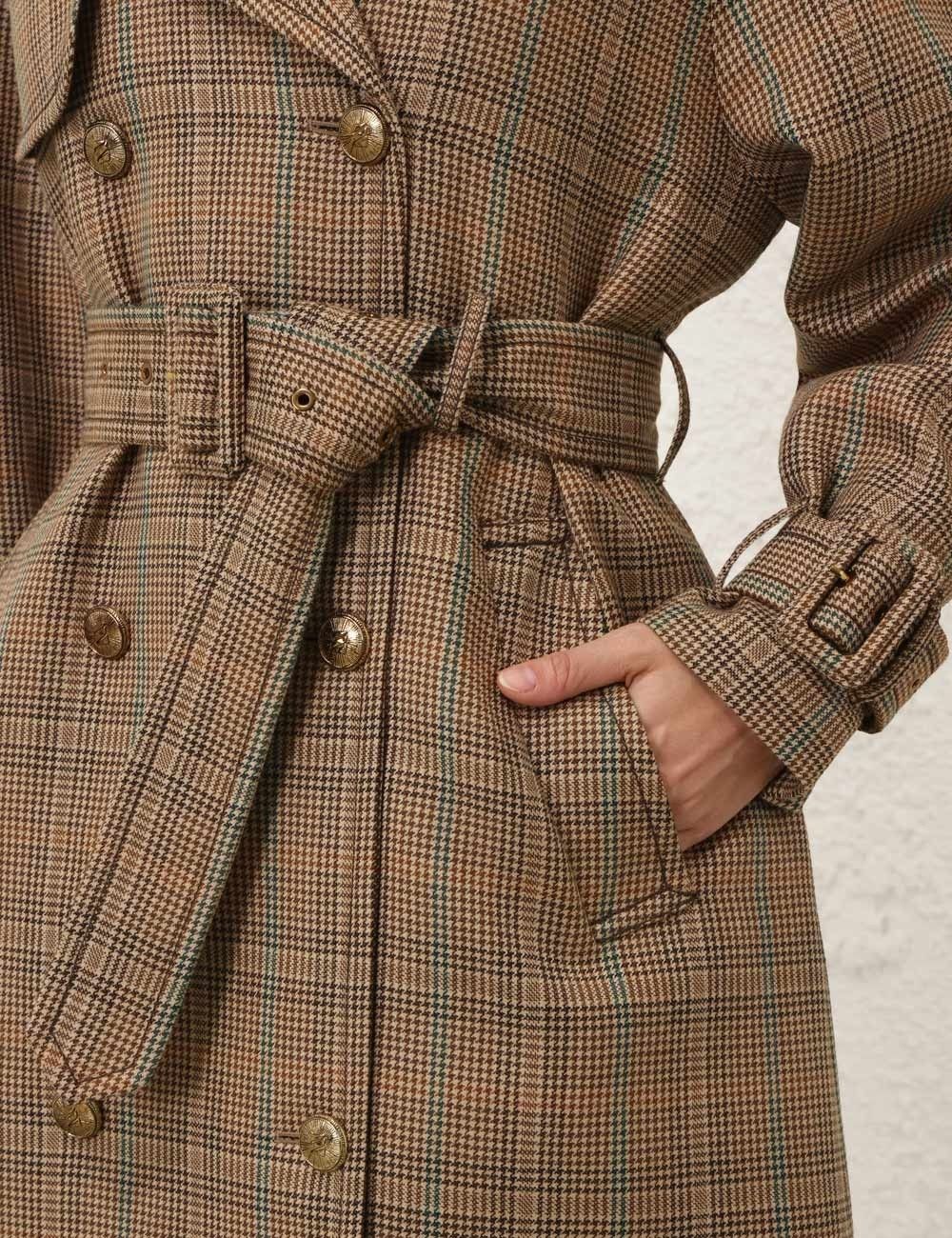Zimmermann oc11z0725 Eden Checked Trench Coat in Multicolor Size XS / US 0-2 / IT 36-38 - 4 Thumbnail