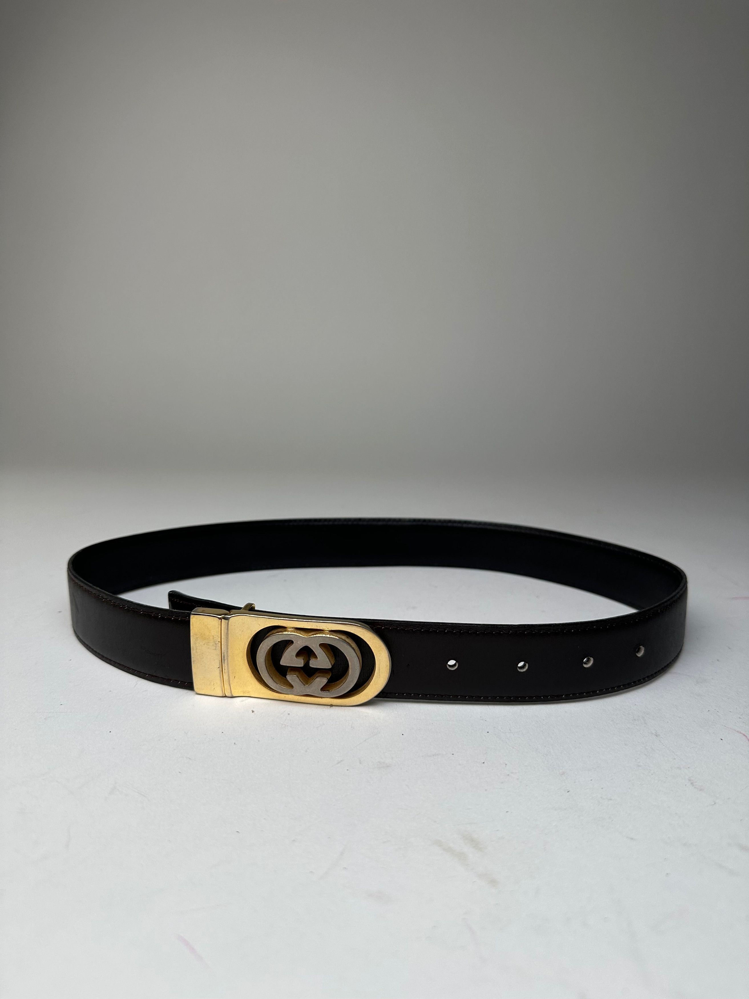 Gucci Vintage GG Leather Belt Brown Size ONE SIZE - 1 Thumbnail