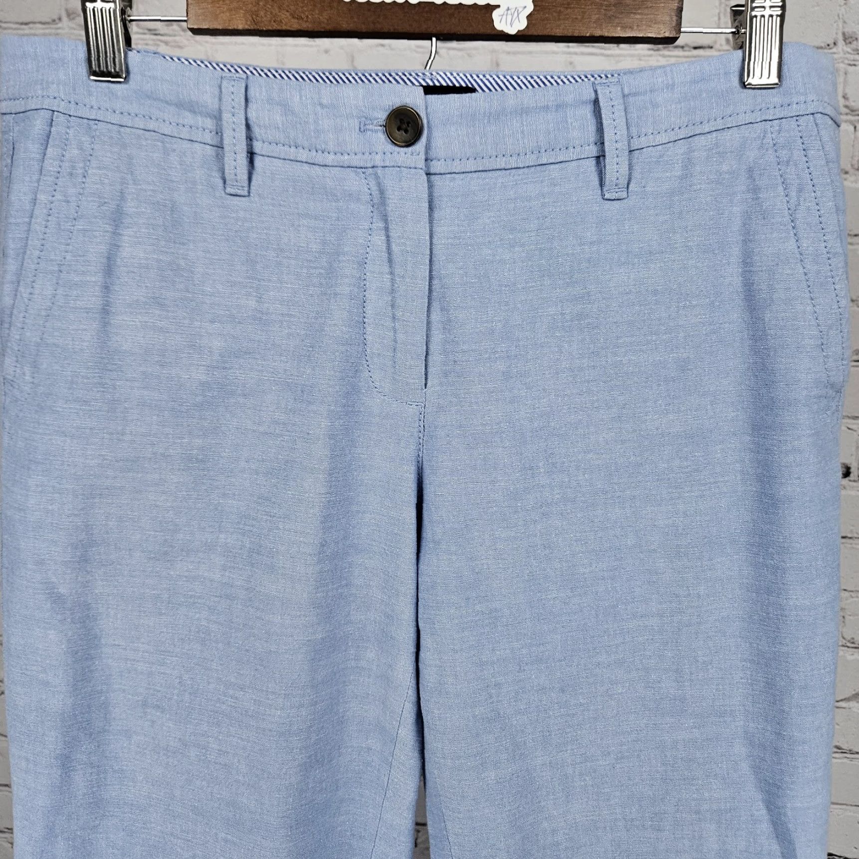 Talbots Talbots Blue Relaxed Chambray 100% Cotton Pants 4P Petite Women Chino Flat Front Mid Rise Tapered Size 27" / US 4 / IT 40 - 5 Thumbnail