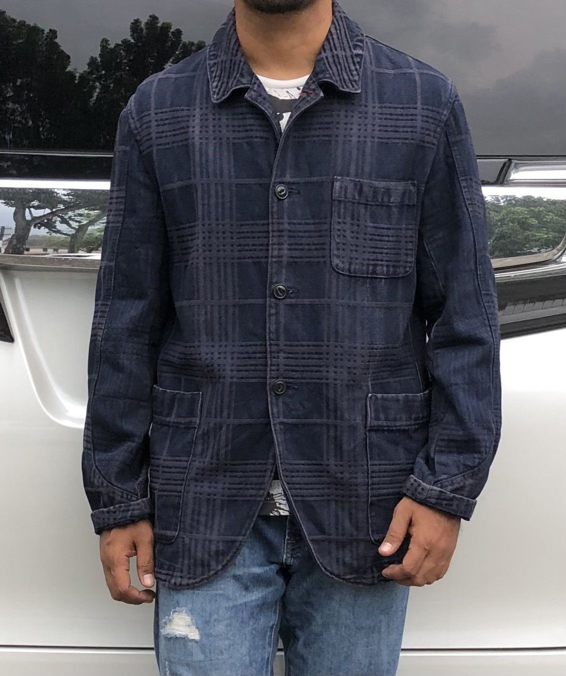 PPFM PPFM Embroidery Checked Chore Denim Jacket Size US L / EU 52-54 / 3 - 1 Thumbnail