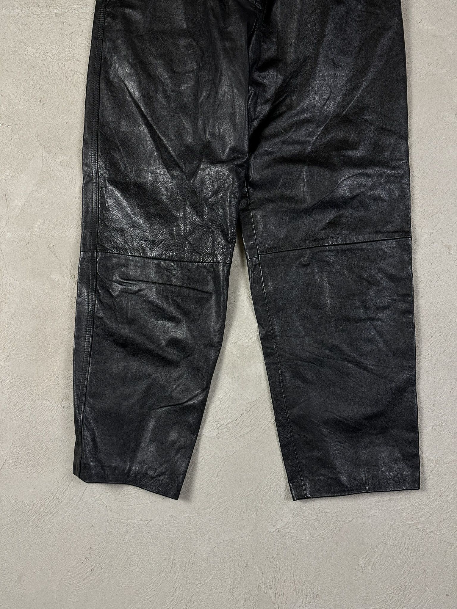 Genuine Leather 90s Vintage Leather Oversized Pants Size US 32 / EU 48 - 2 Thumbnail
