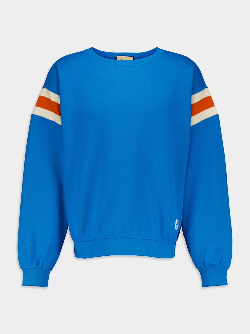 image of Gucci Web Light Felted Cotton Sweatshirt Size Xs in Blue, Men's