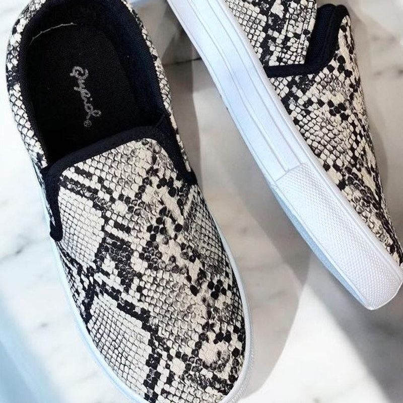 Other Women’s Slip On Faux Snake Canvas Flat Shoe Sneaker Size 7/8 Size US 8 / IT 38 - 1 Thumbnail