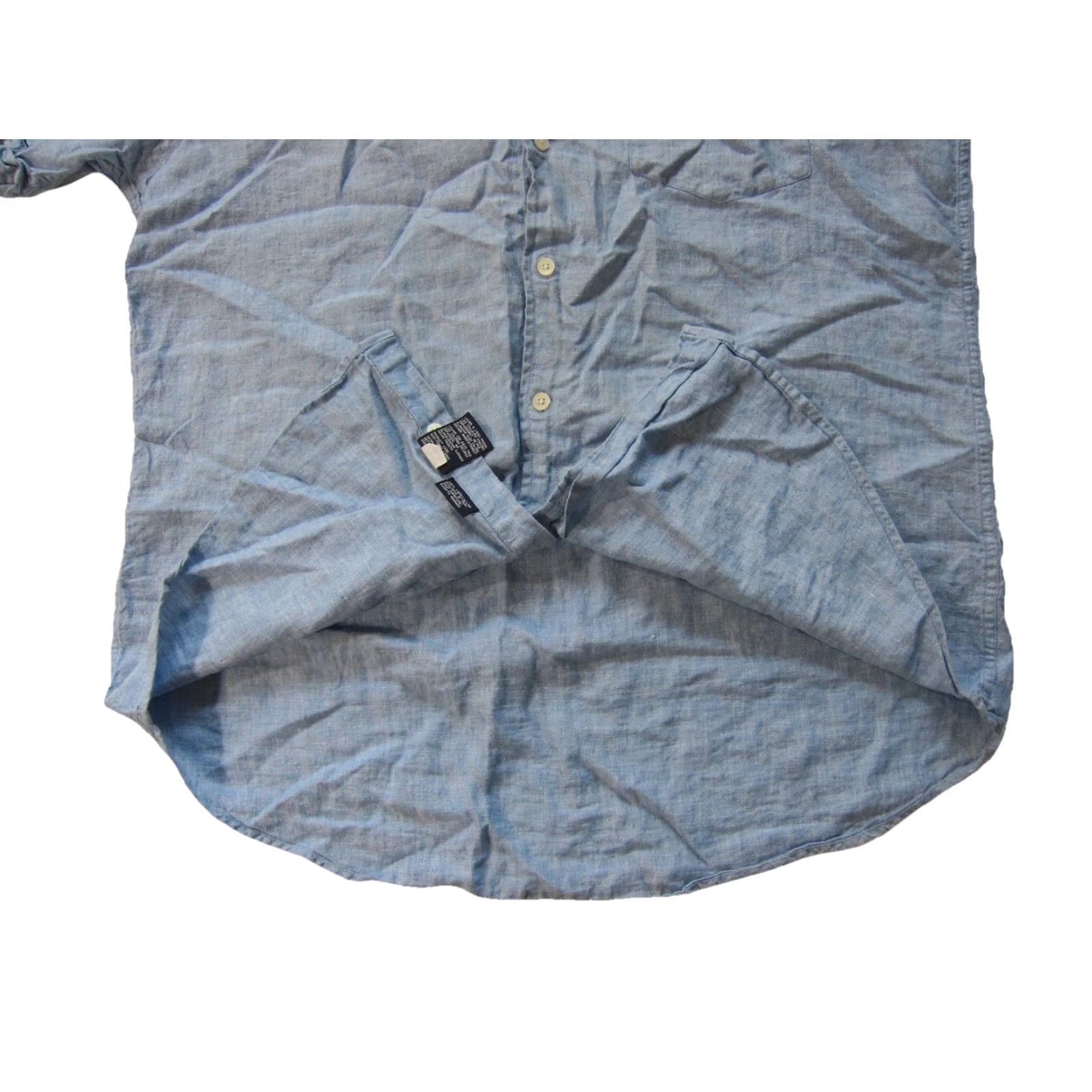 Tommy Hilfiger Tommy Hilfiger Shirt Men Large 100% Linen Chambray Blue Button Down Short Sleeve L Size US L / EU 52-54 / 3 - 7 Thumbnail