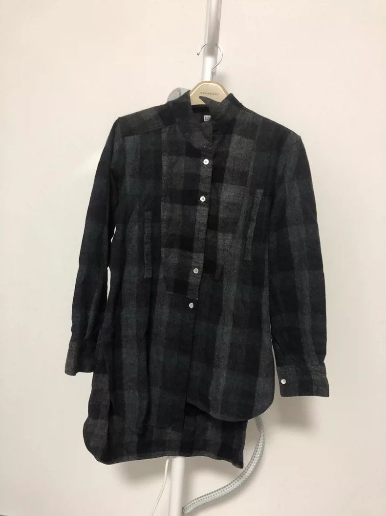 LOEWE A medium length woolen shirt with ladies' plaid patt