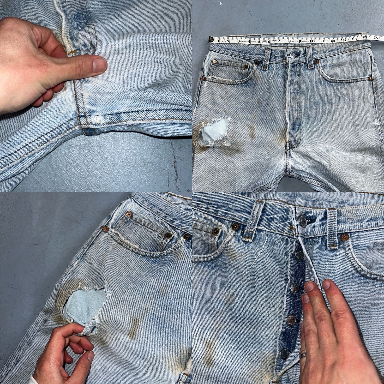 Levi's VINTAGE Levi's 501 Jeans - Levi's 501 Series - 34x36 - 90s USA - Light Blue Denim Straight Fit Men's Jeans Size US 34 / EU 50 - 8 Thumbnail